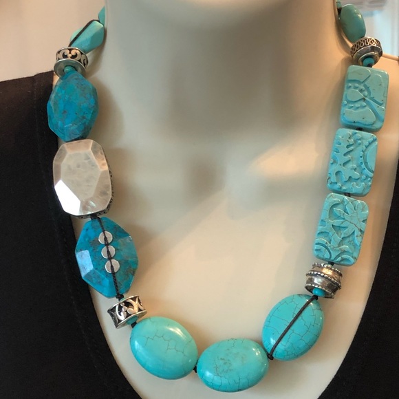 Silpada Turquoise Sterling Chunky Bead Necklace - Picture 1 of 4